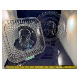 Pair of 1776-1876 Centennial Glass Plates with Liberty Bell and Civil War Design