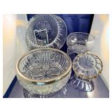 Elegant Crystal Bowl Set of 4 with Metal Accents