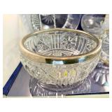 Elegant Crystal Bowl Set of 4 with Metal Accents