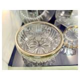 Elegant Crystal Bowl Set of 4 with Metal Accents