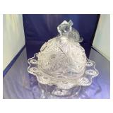 Set of 2 Vintage Cut Glass Butter Dishes with Dome Lids