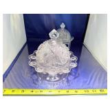 Set of 2 Vintage Cut Glass Butter Dishes with Dome Lids