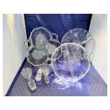 Vintage Glass Divided Platters with Stoppers Set