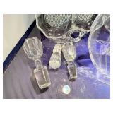 Vintage Glass Divided Platters with Stoppers Set