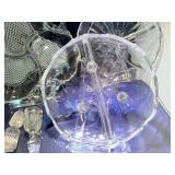 Vintage Glass Divided Platters with Stoppers Set