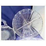 Vintage Glass Divided Platters with Stoppers Set