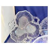 Vintage Glass Divided Platters with Stoppers Set