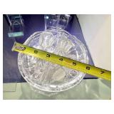 Vintage Glass Divided Platters with Stoppers Set