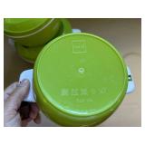 Set of 3 Green Plastic Stackable Food Storage Bowls