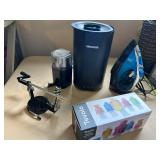 Homech Humidifier, Sunbeam Iron, Tovolo Ice Pop Molds, Electric Grinder, and Helping Hands Tool Set