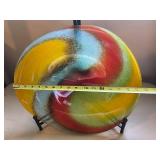 Set of 2 Art Glass Plates with Colorful Designs