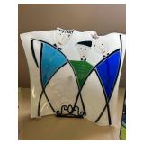 Set of 4 Colorful Art Glass Plates with Stand