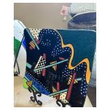 Set of 4 Colorful Art Glass Plates with Stand