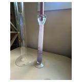 Set of 2 Glass Dimensions Tall Candlesticks with Candles