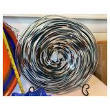 Set of 2 Decorative Art-Glass Plates and Bowl with Stand