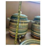 Ceramic Beverage Dispenser Set with Spouts and Serving Platter