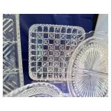 Collection of 5 Pressed Glass Serving Dishes with Intricate Patterns