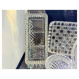 Collection of 5 Pressed Glass Serving Dishes with Intricate Patterns
