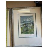 Pair of E. Harrison Compton Watercolor Prints with Mountain Scenes
