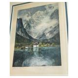 Pair of E. Harrison Compton Watercolor Prints with Mountain Scenes