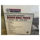 Central Machinery 8-Inch Bench Drill Press with Worklight and 5 Speeds