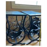 Pair of Glass Top Side Tables with Metal Scroll Design