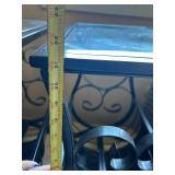 Pair of Glass Top Side Tables with Metal Scroll Design