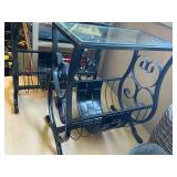 Pair of Glass Top Side Tables with Metal Scroll Design