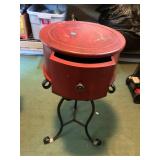 Vintage Wooden Pedestal Table with Drawer