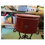 Vintage Wooden Pedestal Table with Drawer