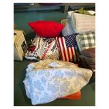 Collection of Assorted Quilts, Throw Pillows, Table Linens, Bath Mats and Hand/SalonTowels