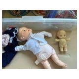 Collection of Vintage Toys including Playskool Bricks, Dolls, and Fisher Price Clock