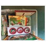 Collection of Christmas Decorations and Books