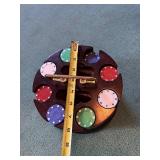 Poker Chip Set with Wooden Carousel and Playing Cards