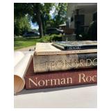 Collection of Art Books including Renoir, Leonardo Da Vinci, Norman Rockwell with Print