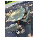 Vintage Dining Table Set with 6 Swivel Chairs