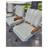 Vintage Dining Table Set with 6 Swivel Chairs