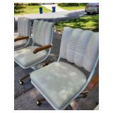 Vintage Dining Table Set with 6 Swivel Chairs