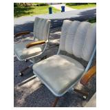 Vintage Dining Table Set with 6 Swivel Chairs