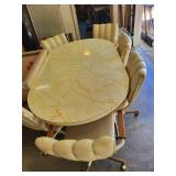 Vintage Dining Table Set with 6 Swivel Chairs