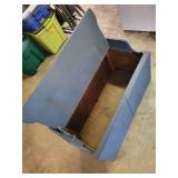 Rustic Blue Wooden Storage Chest with Hinges