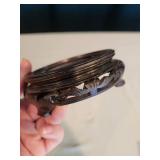 Vintage Red Vase with Wooden Stand and 2 Porcelain Trays