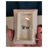 Vintage Red Vase with Wooden Stand and 2 Porcelain Trays