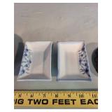 Vintage Red Vase with Wooden Stand and 2 Porcelain Trays