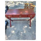 Used Red Writing Desk with Bench and Drawers