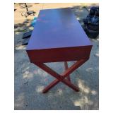Used Red Writing Desk with Bench and Drawers