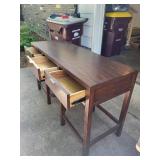Used Wooden Console Table with Three Drawers