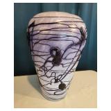 Handcrafted Deep Blue-Veined Swirls on Heavy White Vase