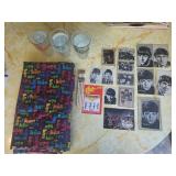 Beatles Memorabilia Collection - Photos, Cards, Glasses, and Fabric