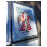 Set of 9 Framed Santa and Holiday Art Prints